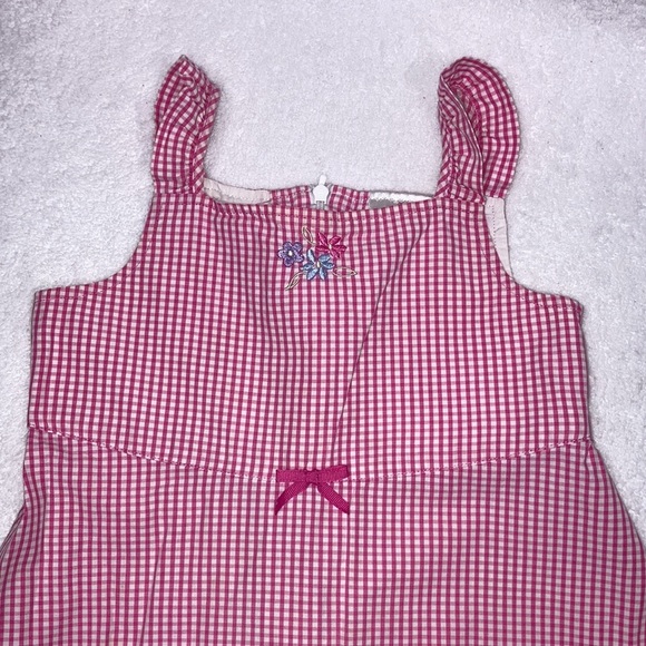 Hanna Andersson pink gingham embroidered flower sundress cotton size 120 6/7 - Picture 5 of 10
